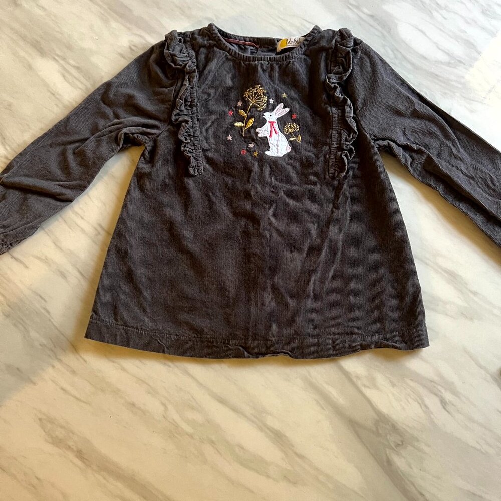 Pretty Baby Blouse with Bunny in Gray Corduroy by Baby Boden - Size 2  - 3 years